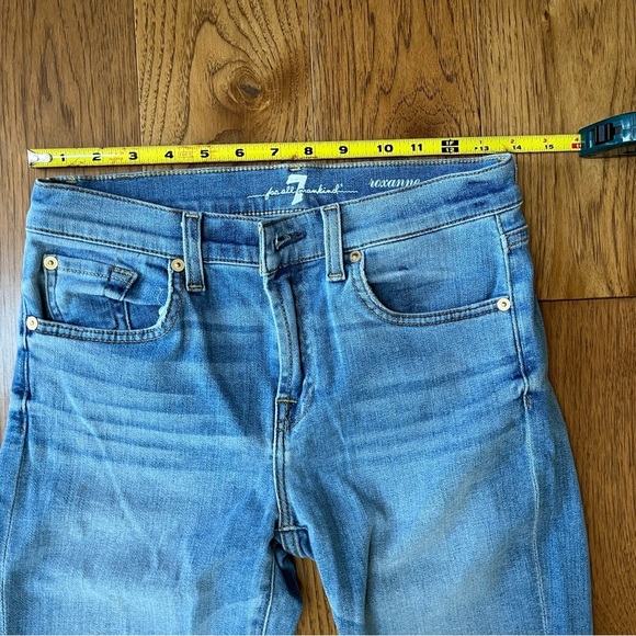 7 For All Mankind Roxanne Ankle Raw Hem Women's Blue Jeans - Picture 7 of 8